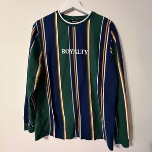 Striped Men Long Sleeve Shirt with 'Royalty' Print by FashionNova in Small size